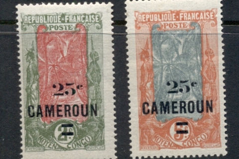 Cameroun 1924 Pictorials Surch 25c on 2f, 5f