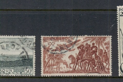 Cameroun 1947 Airmail, Birds over Mountains, Cavalry & Plane, Masks