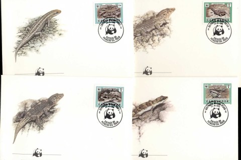 Cape Verde 1986 WWF Desert Island Lizards 4xFDC