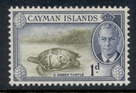 Cayman-Is-1950-KGVI-Pictorial-1d-Green-Turtle-MLH