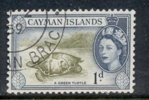 Cayman-Is-1953-59-QEII-Pictorial-1d-Green-Turtle-FU