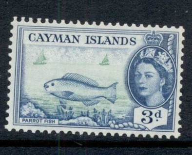 Cayman-Is-1953-59-QEII-Pictorial-3d-Parrot-Fish-MLH