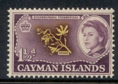 Cayman-Is-1962-QEII-Pictorial-1-5d-Orchid-MLH