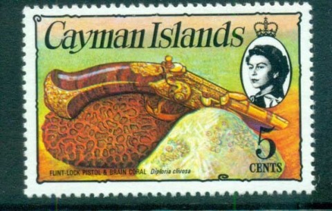 Cayman-Is-1974-75-5c-Pistol-Coral-Defin-MUH-lot72536