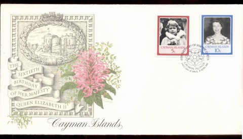 Cayman-Is-1986-QEII-60th-Birthday-2v-Fleetwood-FDC