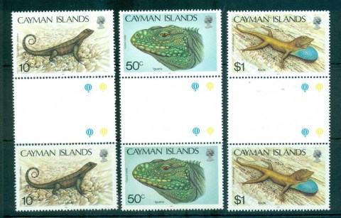 Cayman-Is-1987-Lizards-gutter-prs-MUH-lot72624