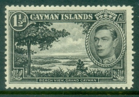 Cayman-Is-1938-43-KGVI-Pictorial-1½d-Beach-View-of-Grand-Cayman-MLH_1