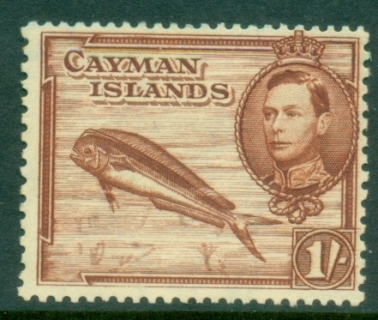 Cayman-Is-1938-43-KGVI-Pictorial-1sh-Dolphin-Perf-13x11½-MLH