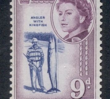 Cayman-Is-1962-QEII-Pictorial-9d-Angler-with-Kingfish-MUH