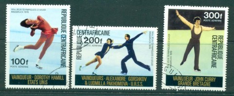 Central African Republic 1976 Olympic Skaters (3) Air Post