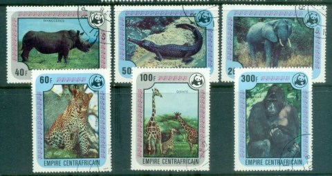 Central African Republic 1978 WWF Endangered Wildlife, Elephant, Giraffe, Rhino