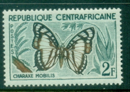 Central-African-Republic-1960-Insects-Butterflies-2fr-Charaxes-nobilis-MLH Central-African-Republic-1960-Insects-Butterflies-2fr-Charaxes-nobilis-MLH