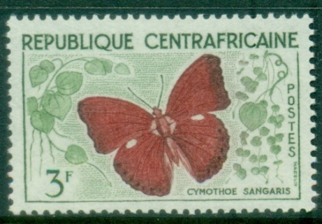 Central-African-Republic-1960-Insects-Butterflies-3fr-Cymothoe-sangaris-MUH Central-African-Republic-1960-Insects-Butterflies-3fr-Cymothoe-sangaris-MUH
