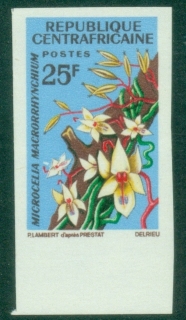 Central-African-Republic-1966-Flowers-25fr-Microcelia-marorrhynchium-IMPERF-MUH