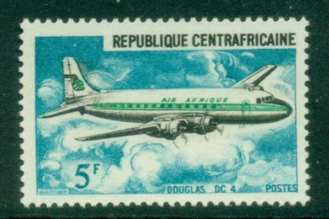 Central-African-Republic-1967-Aircraft-5fr-Douglas-DC4-MUH