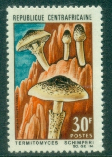 Central-African-Republic-1967-Fungi-Mushrooms-30fr-Termitomyces-schimperi-MUH