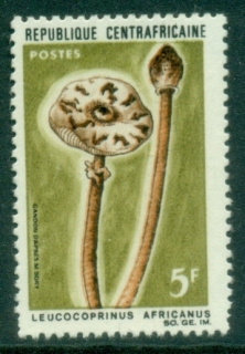 Central-African-Republic-1967-Fungi-Mushrooms-5fr-Leucocoprinus-africanus-MUH