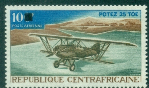 Central-African-Republic-1968-Airmail-Surcharged-Issues-of-1968-are-Obliterated-with-Digit-10-100fr-MUH