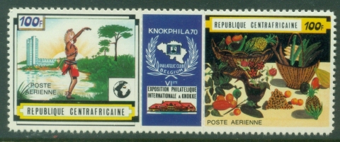Central-African-Republic-1970-Airmail-International-Stamp-Exhibition-Knokphila-70-Knokke-Belgium-MUH