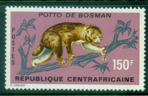 Central-African-Republic-1971-Animals-Primates-150fr-Perodictius-potto-MUH