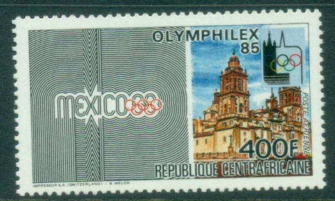 Central-African-Republic-1985-Olympic-Stamps-Exhibition-Olymphilex-85-Lausanne-400fr-MUH