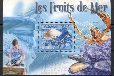 Central-African-Republic-2011 Sea Shells, Crustacean MS