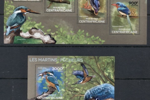 Central-African-Republic-2014 Birds, Kingfishers 2xMS