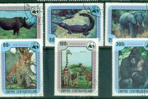 Central-African-Republic-1978 WWF Endangered Wildlife, Elephant, Giraffe, Rhino