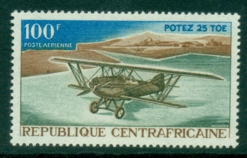 Central-African-Republic-1967-Aircraft-100fr-Potez-25-TOE-MUH