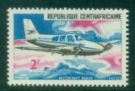 Central-African-Republic-1967-Aircraft-2fr-Beechcraft-Baron-MUH