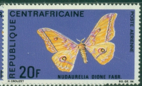Central-African-Republic-1969-Insects-Butterflies-20fr-Nudaurelia-dione-MUH