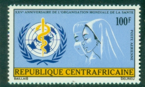 Central-African-Republic-1973-Airmail-The-25th-Anniversary-of-WHO-MUH