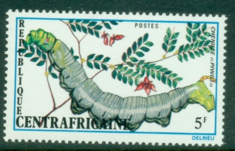 Central-African-Republic-1973-Insects-Caterpillars-5fr-Piwili-MUH
