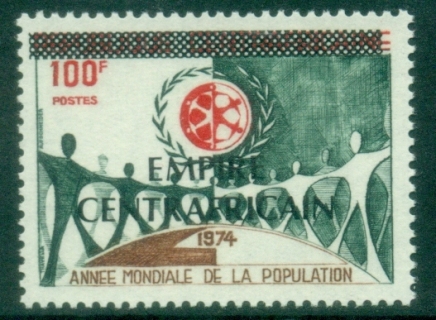 Central-African-Republic-1977-Definitive-Issue-Overprinted-EMPIRE-CENTRAFRICAIN-100fr-Population-MUH
