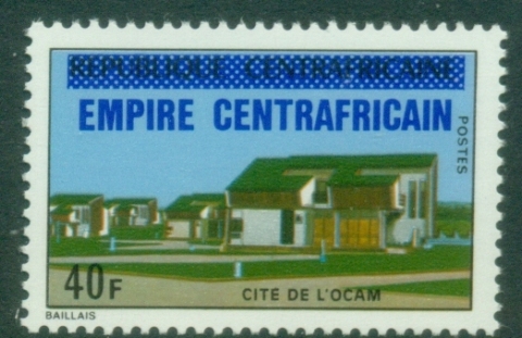 Central-African-Republic-1977-Definitive-Issue-Overprinted-EMPIRE-CENTRAFRICAIN-40fr-Village-House