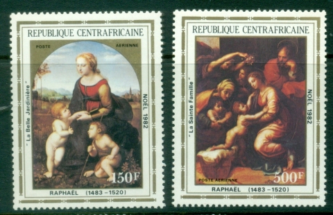 Central-African-Republic-1982-Airmail-Christmas-Paintings-by-Raphael-MUH