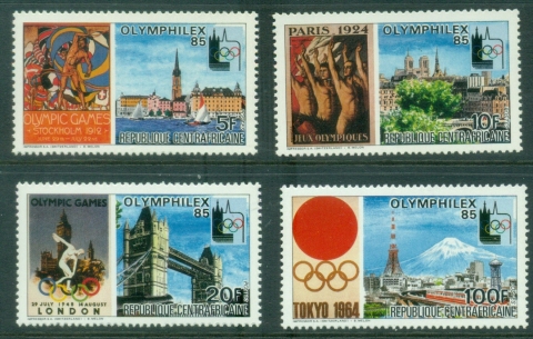 Central-African-Republic-1985-Olympic-Stamps-Exhibition-Olymphilex-85-Lausanne-No-airs-MUH