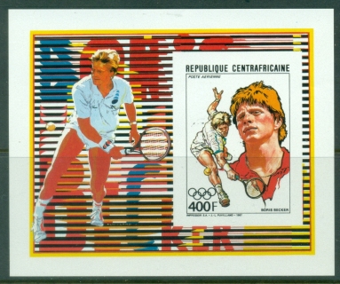 Central-African-Republic-1988-Boris-Becker-Tennis-MS-IMPERF-MUH