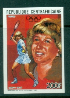 Central-African-Republic-1988-Steffi-Graf-Tennis-IMPERF-MUH