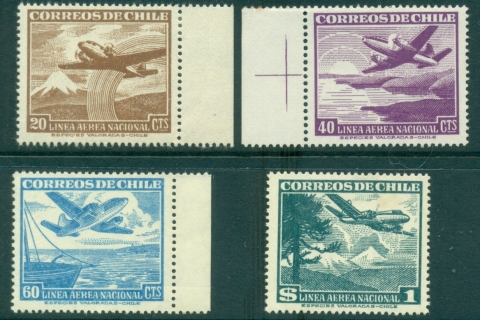 Chile-1946-Air-mail-Asst-4-MLH-lot34755