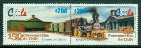 Chile-2001-The-150th-Anniversary-of-Chilean-Railways-pair-MUH