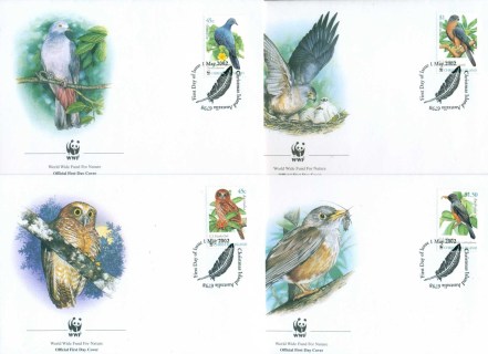 Christmas-Is-2002 WWF Christmas island Land Birds 4x FDC