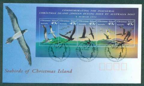 Christmas-Is-1993-Seabirds-MS-FDC-lot48965