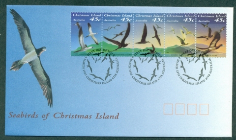 Christmas-Is-1993-Seabirds-Str-5-FDC-lot37108