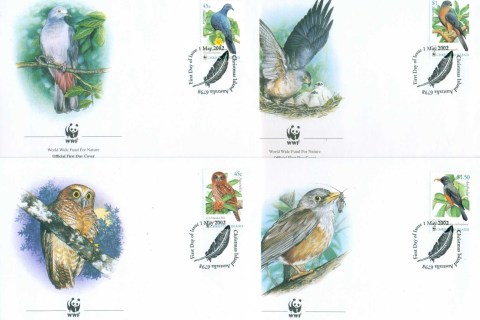 Christmas-Is-2002 WWF Christmas island Land Birds 4x FDC