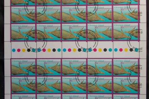 Christmas-Is-1996-30c-Longnose-Filefish-CTO-Sheet-FV-15-lot48881