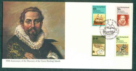 Cocos-Keeling-Is-1984-Discovery-375th-Anniv-FDC-lot50486