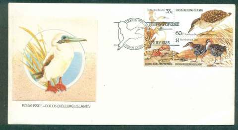 Cocos-Keeling-Is-1985-Birds-Silk-cover-FDC-lot50481