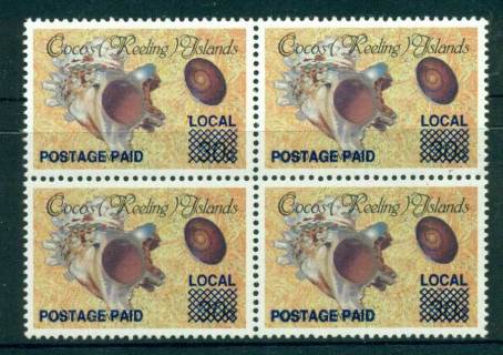 Cocos-Keeling-Is-1990-1c-Local-Postage-Paid-Opt-Block-4-MUH-lot22352