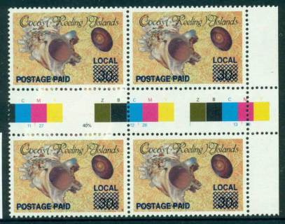 Cocos-Keeling-Is-1990-1c-Local-Postage-Paid-Opt-Gutter-Block-4-MUH-lot22347